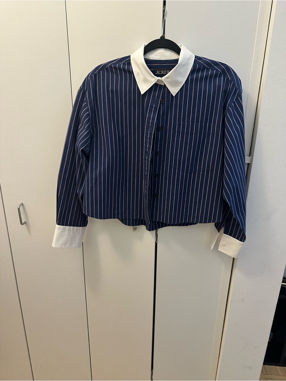 Like New J. Crew Étienne cropped button-up shirt in striped cotton poplin - Picture 4 of 5